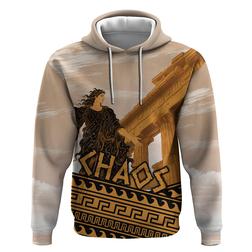 Greek Mythology Chaos Zip Hoodie Ancient Temple Ruins Classical Art Greek Key Pattern