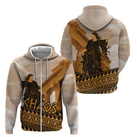 Greek Mythology Chaos Zip Hoodie Ancient Temple Ruins Classical Art Greek Key Pattern
