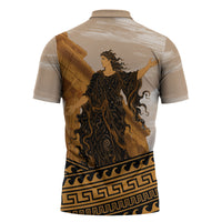 Greek Mythology Chaos Zipper Polo Shirt Ancient Temple Ruins Classical Art Greek Key Pattern