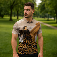 Greek Mythology Chaos Zipper Polo Shirt Ancient Temple Ruins Classical Art Greek Key Pattern