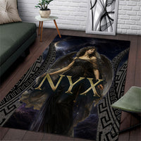 Greek Mythology Nyx Area Rug Celestial Starry Night Classical Art Greek Key