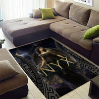 Greek Mythology Nyx Area Rug Celestial Starry Night Classical Art Greek Key
