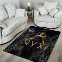 Greek Mythology Nyx Area Rug Celestial Starry Night Classical Art Greek Key