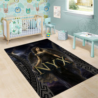 Greek Mythology Nyx Area Rug Celestial Starry Night Classical Art Greek Key