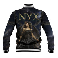 Greek Mythology Nyx Baseball Jacket Celestial Starry Night Classical Art Greek Key