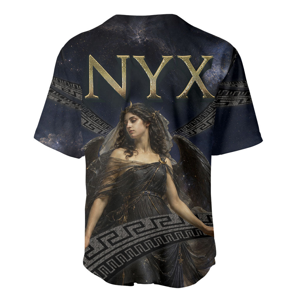 Greek Mythology Nyx Baseball Jersey Celestial Starry Night Classical Art Greek Key