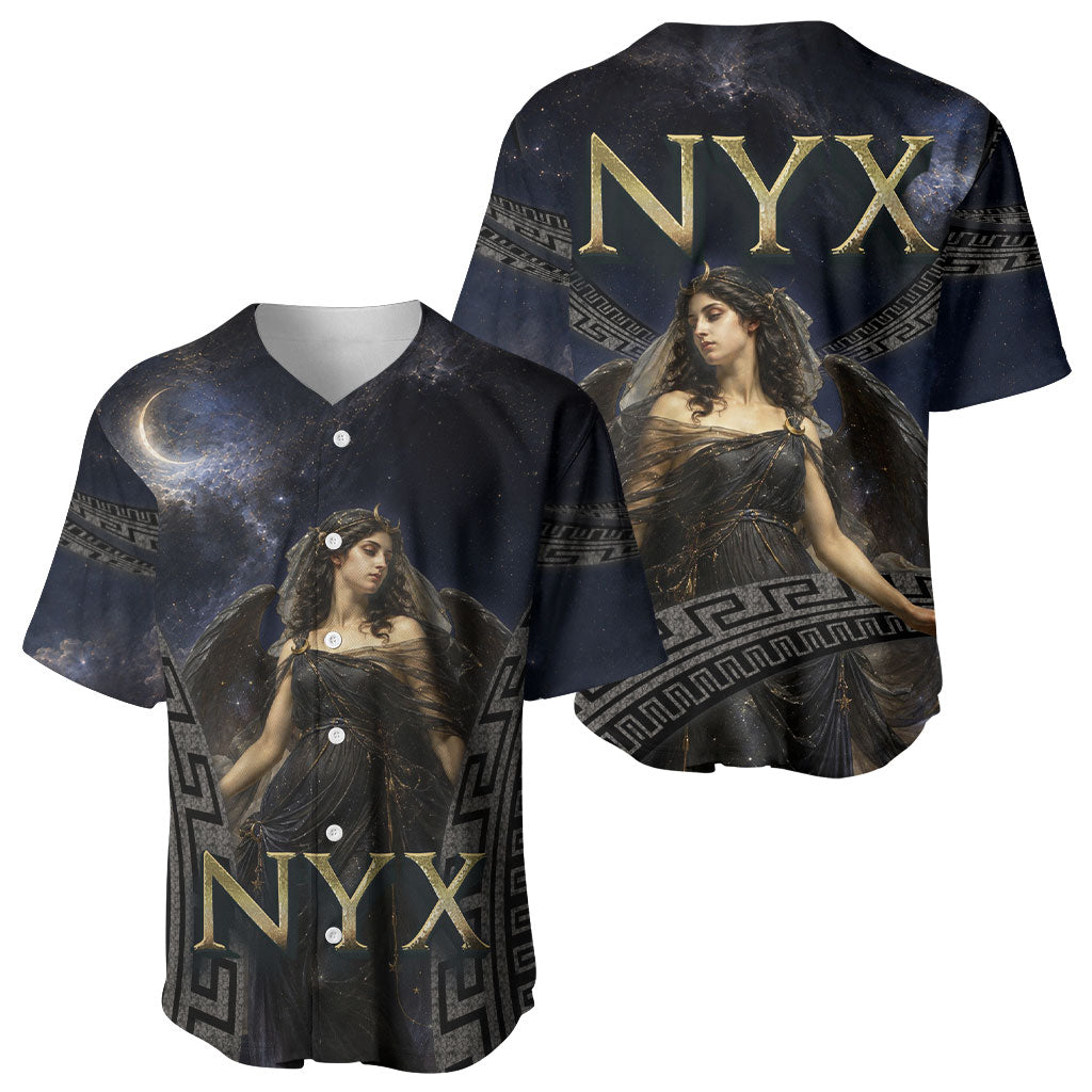 Greek Mythology Nyx Baseball Jersey Celestial Starry Night Classical Art Greek Key