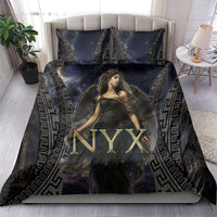 Greek Mythology Nyx Bedding Set Celestial Starry Night Classical Art Greek Key