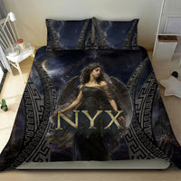 Greek Mythology Nyx Bedding Set Celestial Starry Night Classical Art Greek Key