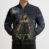 Greek Mythology Nyx Bomber Puffer Jacket Celestial Starry Night Classical Art Greek Key