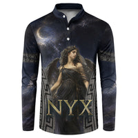 Greek Mythology Nyx Button Sweatshirt Celestial Starry Night Classical Art Greek Key