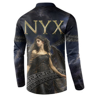 Greek Mythology Nyx Button Sweatshirt Celestial Starry Night Classical Art Greek Key