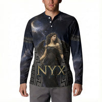 Greek Mythology Nyx Button Sweatshirt Celestial Starry Night Classical Art Greek Key