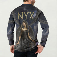 Greek Mythology Nyx Button Sweatshirt Celestial Starry Night Classical Art Greek Key