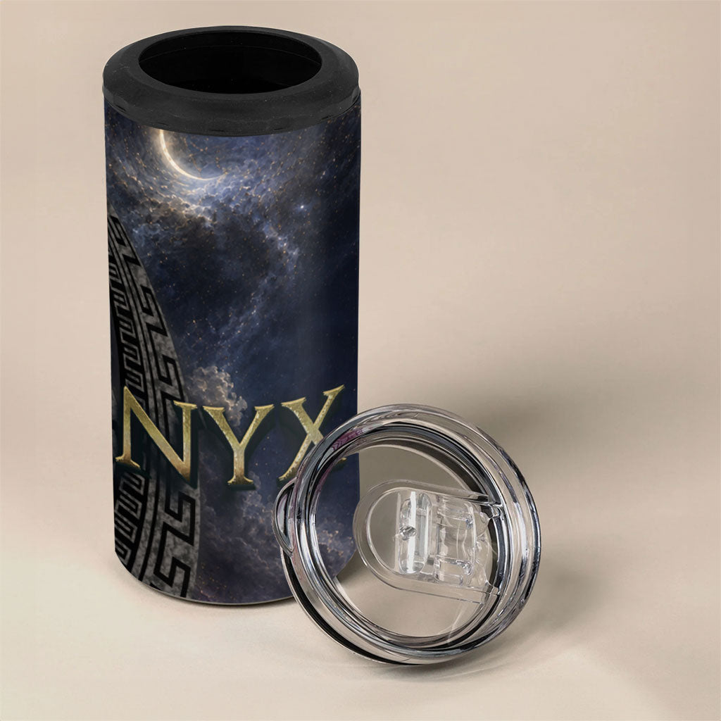 Greek Mythology Nyx 4 in 1 Can Cooler Tumbler Celestial Starry Night Classical Art Greek Key