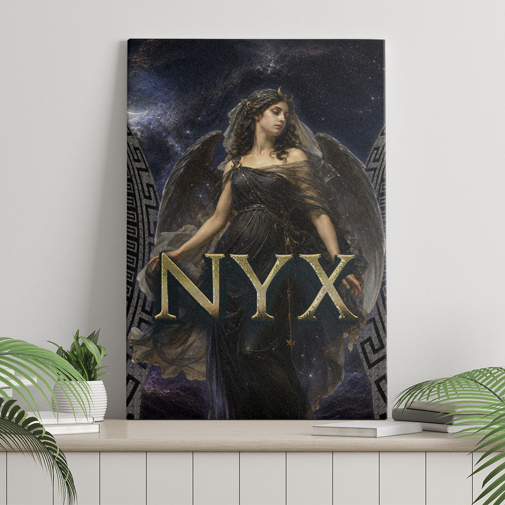 Greek Mythology Nyx Canvas Wall Art Celestial Starry Night Classical Art Greek Key