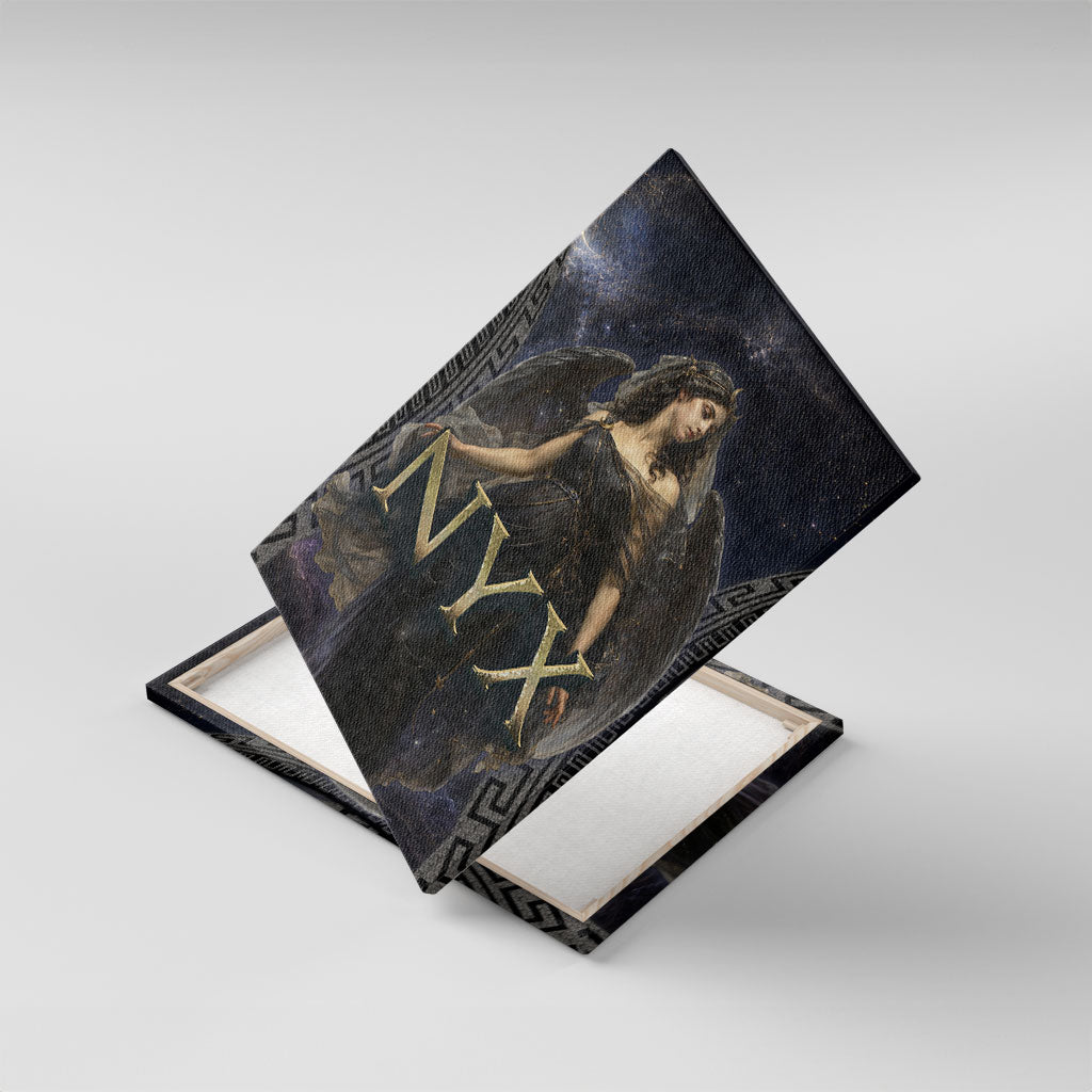 Greek Mythology Nyx Canvas Wall Art Celestial Starry Night Classical Art Greek Key