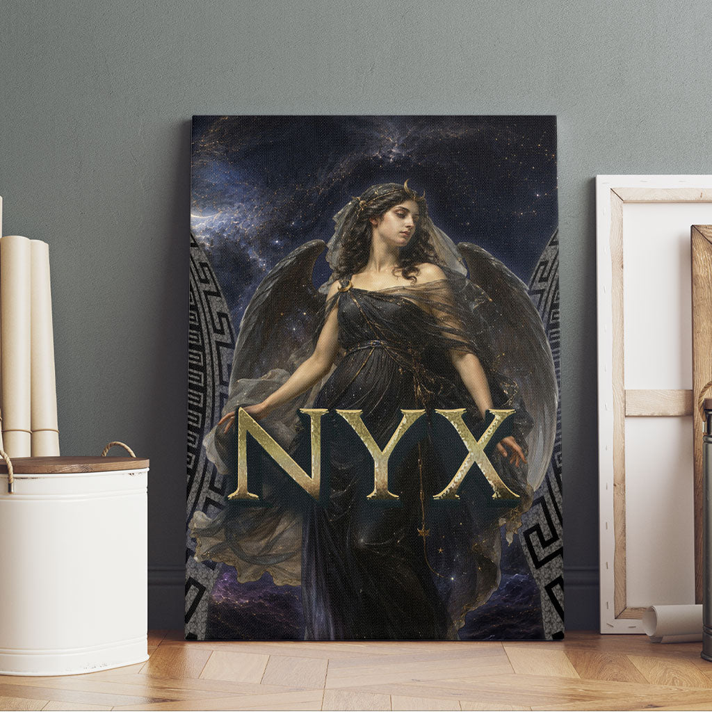 Greek Mythology Nyx Canvas Wall Art Celestial Starry Night Classical Art Greek Key