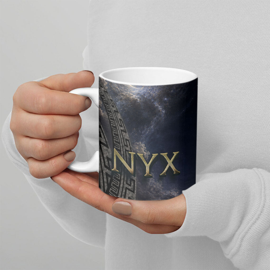 Greek Mythology Nyx Ceramic Mug Celestial Starry Night Classical Art Greek Key