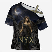 Greek Mythology Nyx Cross Shoulder Shirt Celestial Starry Night Classical Art Greek Key