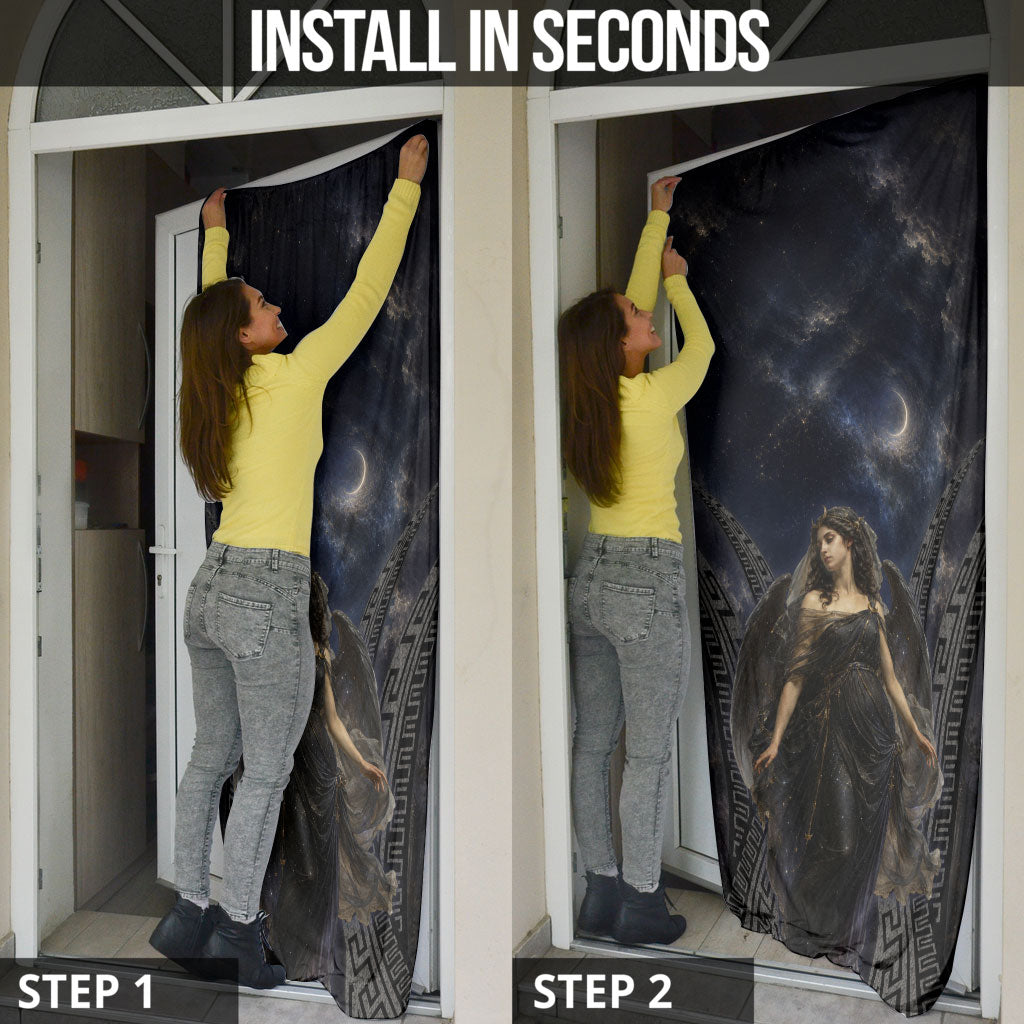 Greek Mythology Nyx Door Cover Celestial Starry Night Classical Art Greek Key