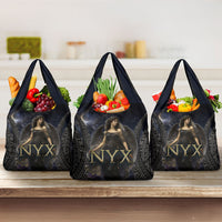 Greek Mythology Nyx Grocery Bag Celestial Starry Night Classical Art Greek Key