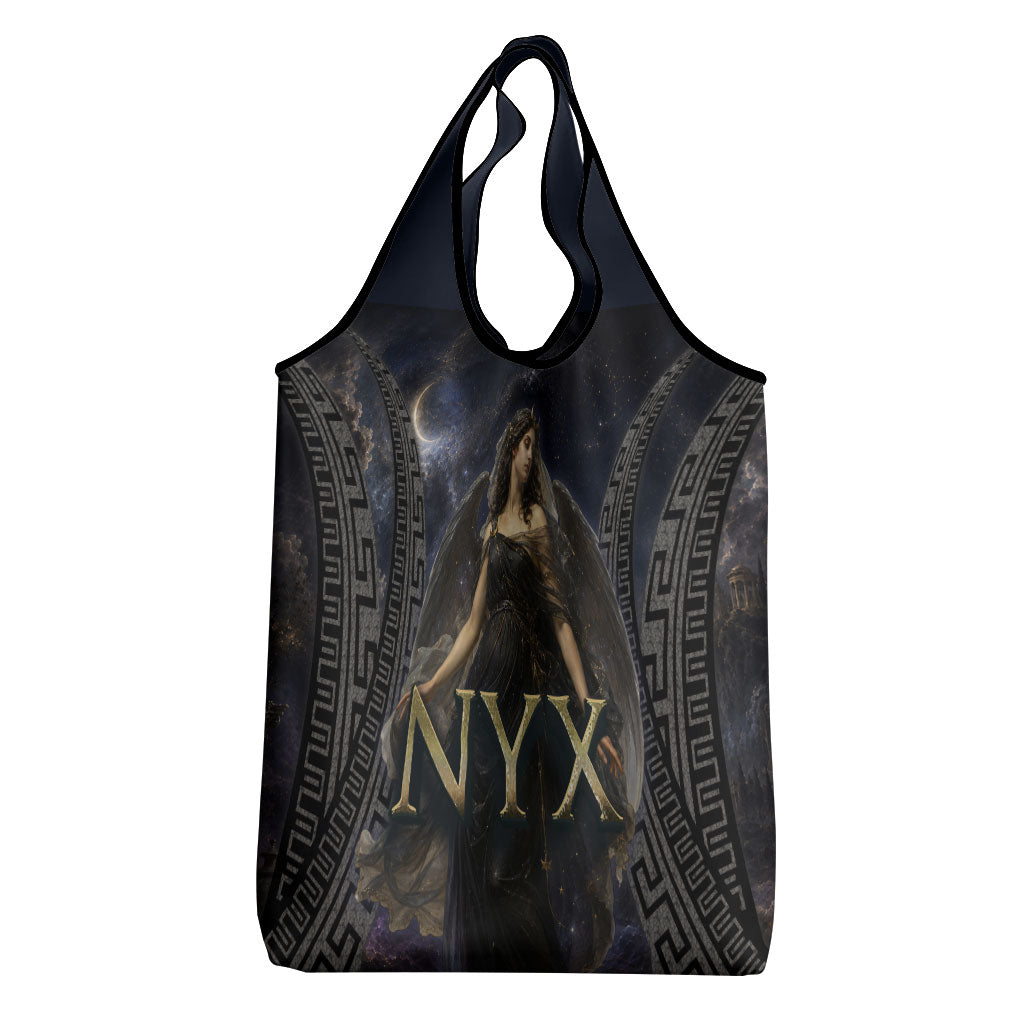 Greek Mythology Nyx Grocery Bag Celestial Starry Night Classical Art Greek Key