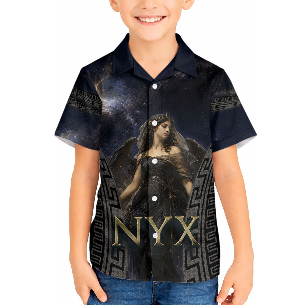 Greek Mythology Nyx Hawaiian Shirt Celestial Starry Night Classical Art Greek Key