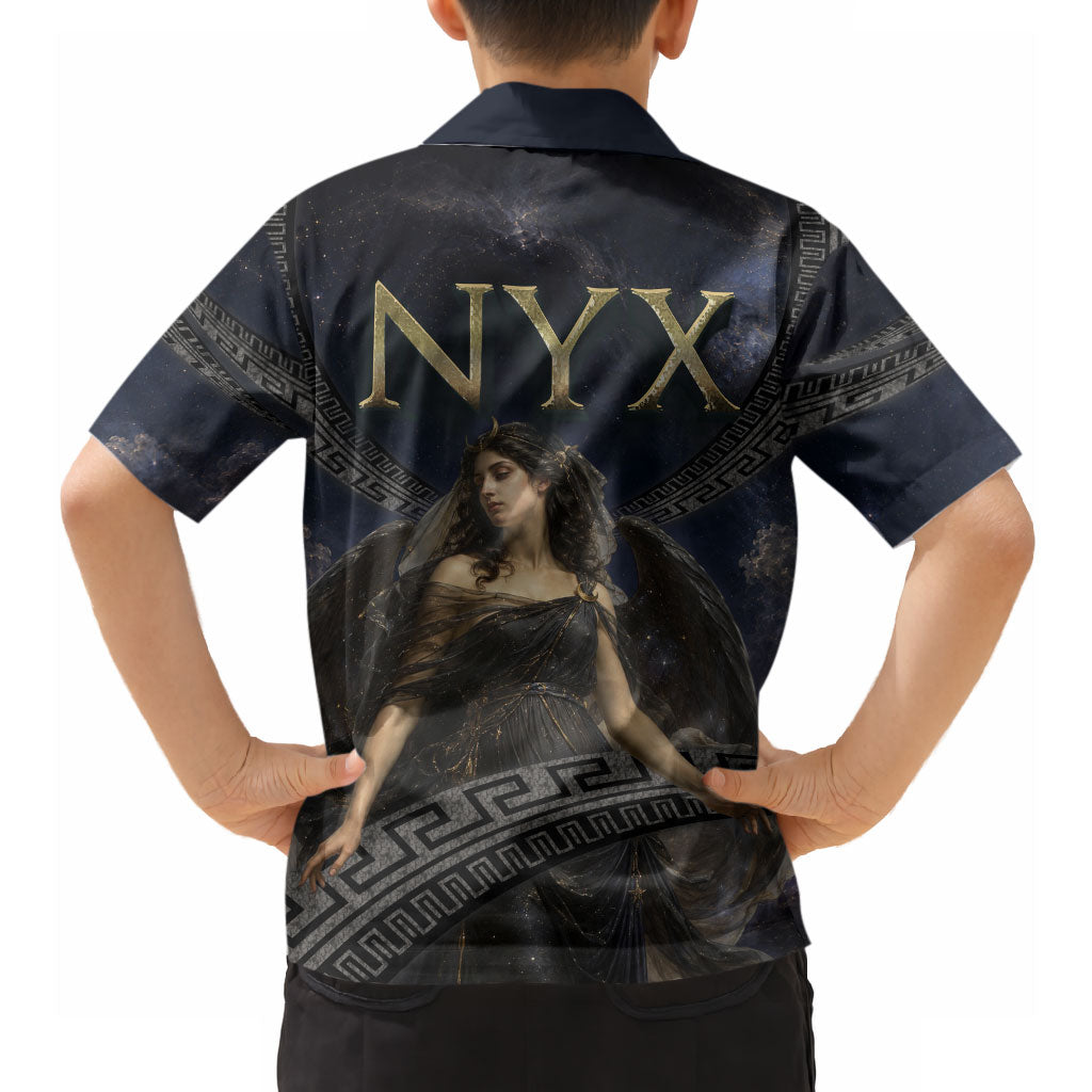 Greek Mythology Nyx Hawaiian Shirt Celestial Starry Night Classical Art Greek Key