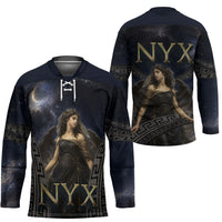 Greek Mythology Nyx Hockey Jersey Celestial Starry Night Classical Art Greek Key