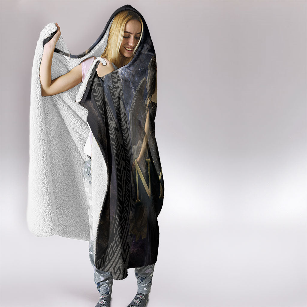 Greek Mythology Nyx Hooded Blanket Celestial Starry Night Classical Art Greek Key