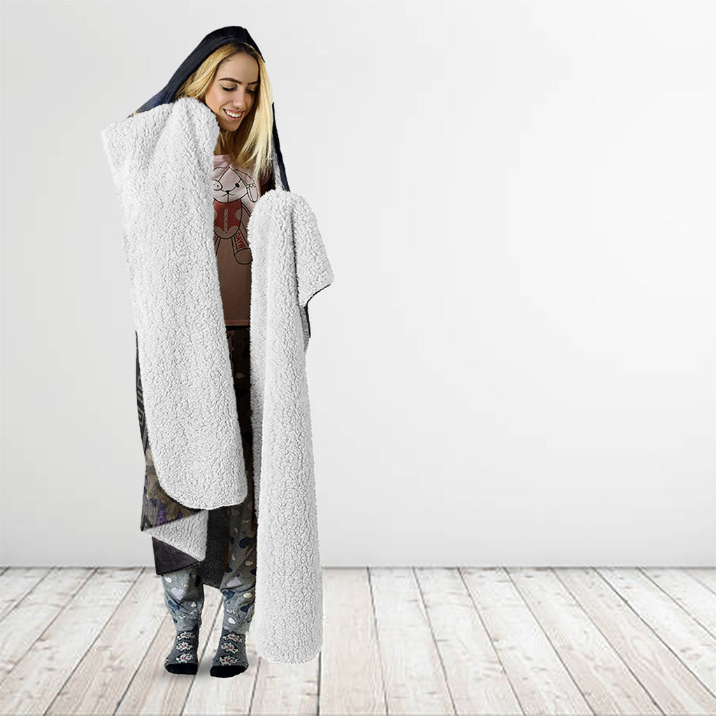Greek Mythology Nyx Hooded Blanket Celestial Starry Night Classical Art Greek Key