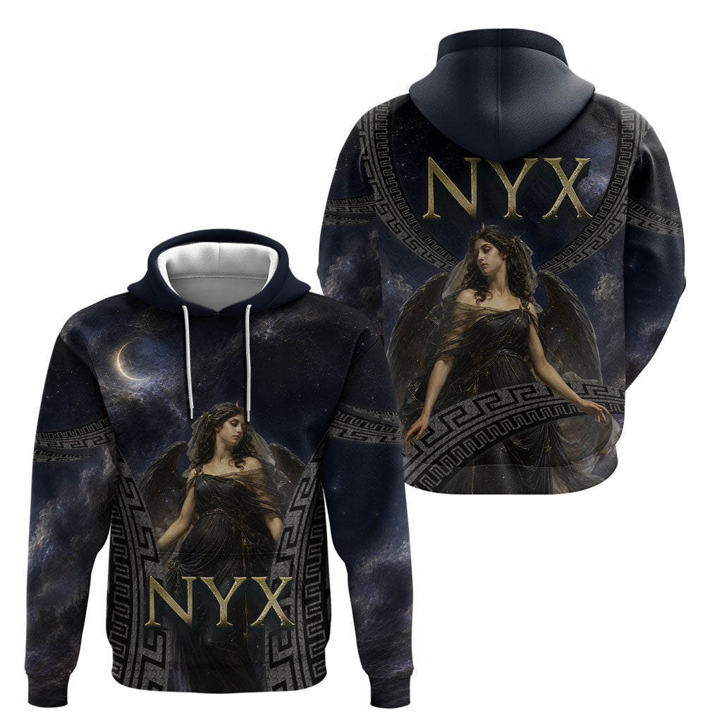 Greek Mythology Nyx Hoodie Celestial Starry Night Classical Art Greek Key