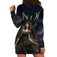 Greek Mythology Nyx Hoodie Dress Celestial Starry Night Classical Art Greek Key