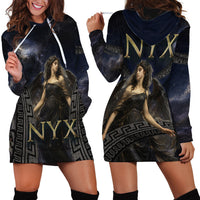 Greek Mythology Nyx Hoodie Dress Celestial Starry Night Classical Art Greek Key