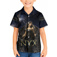 Greek Mythology Nyx Kid Hawaiian Shirt Celestial Starry Night Classical Art Greek Key