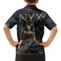 Greek Mythology Nyx Kid Hawaiian Shirt Celestial Starry Night Classical Art Greek Key