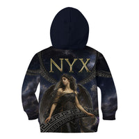 Greek Mythology Nyx Kid Hoodie Celestial Starry Night Classical Art Greek Key