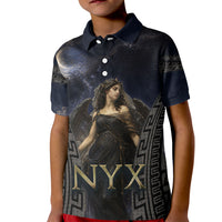Greek Mythology Nyx Kid Polo Shirt Celestial Starry Night Classical Art Greek Key