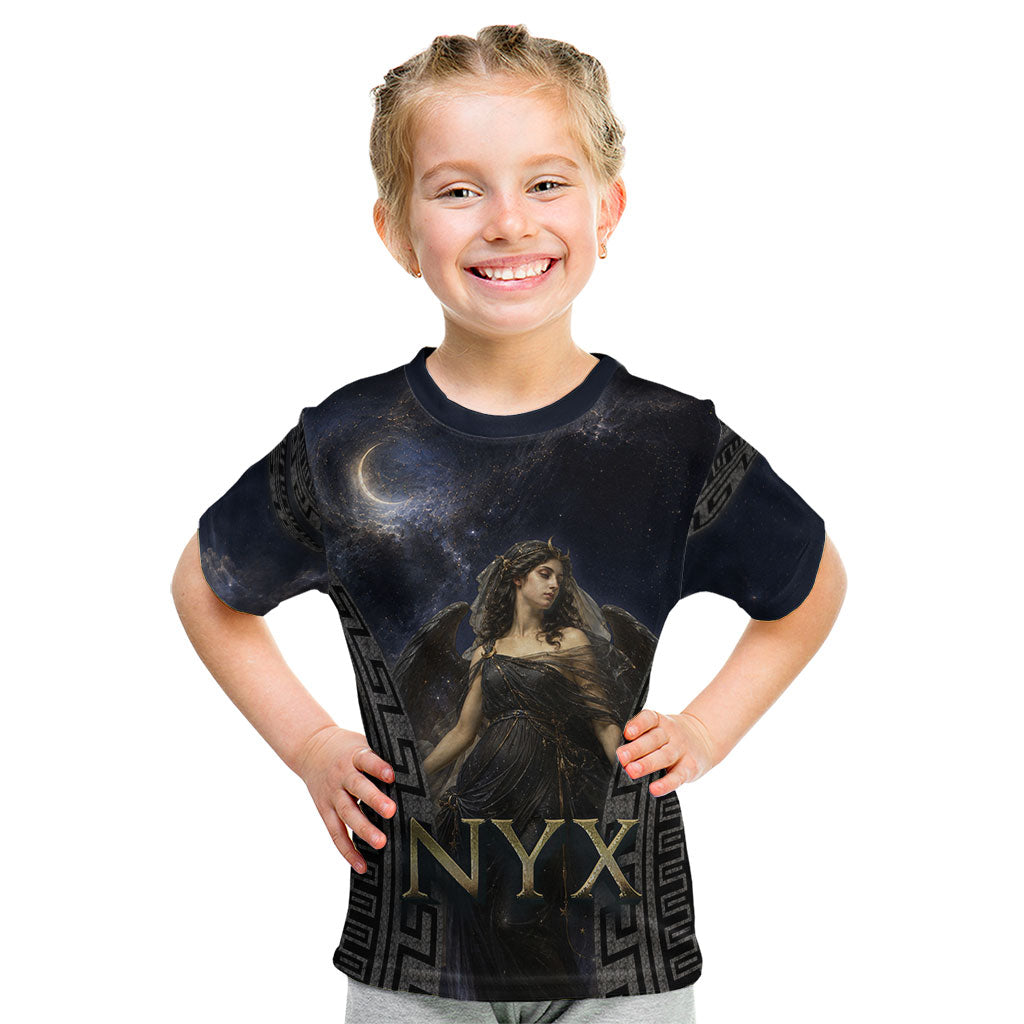 Greek Mythology Nyx Kid T Shirt Celestial Starry Night Classical Art Greek Key