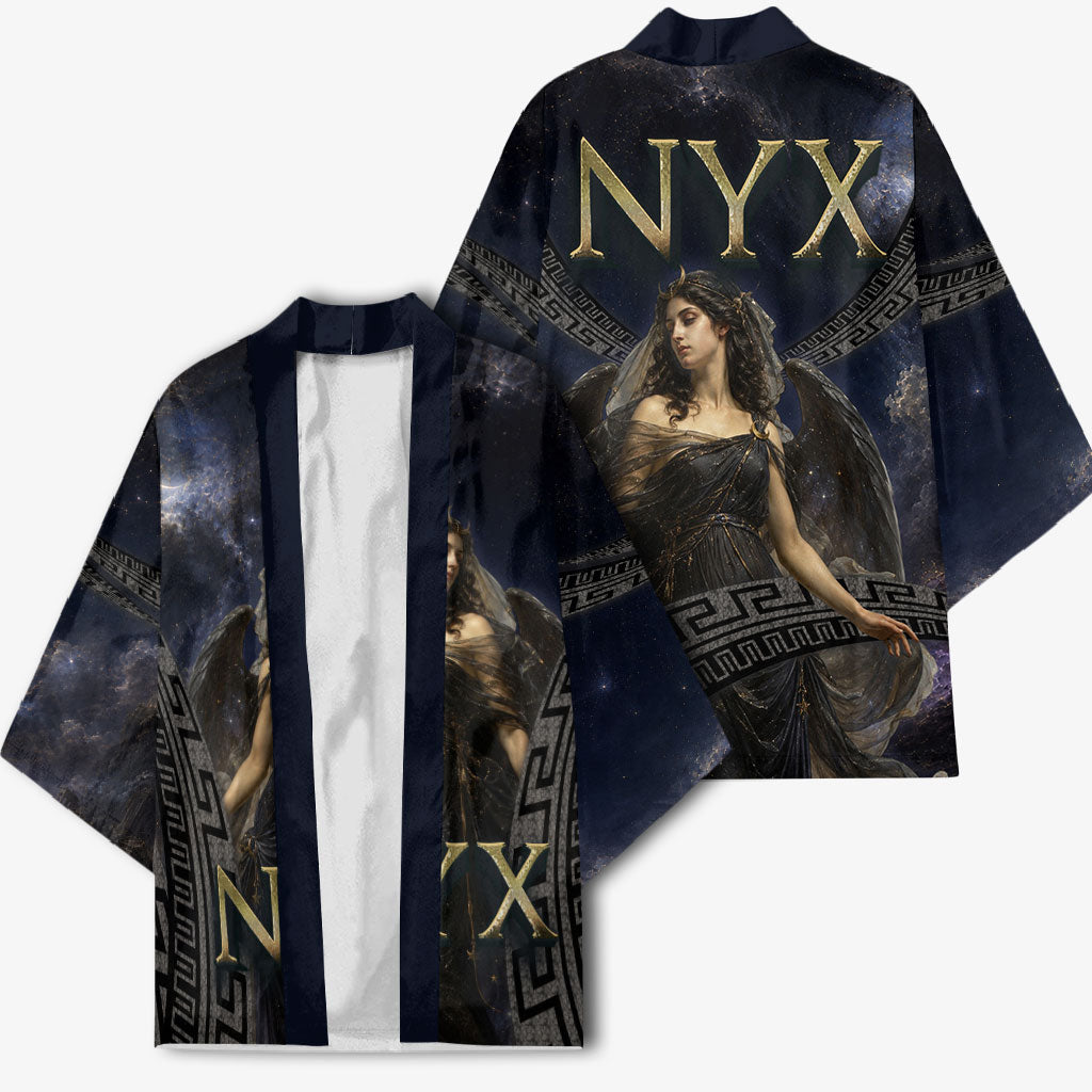 Greek Mythology Nyx Kimono Celestial Starry Night Classical Art Greek Key