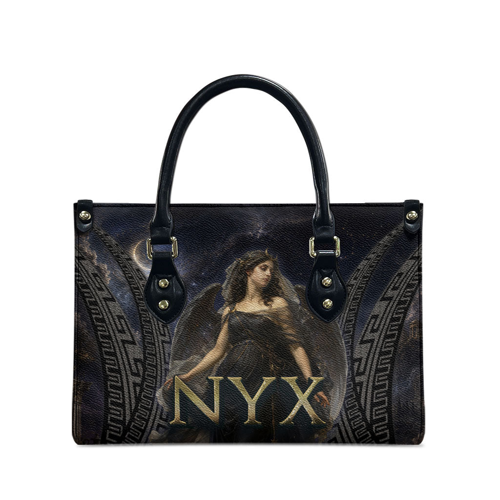 Greek Mythology Nyx Leather Bag Celestial Starry Night Classical Art Greek Key