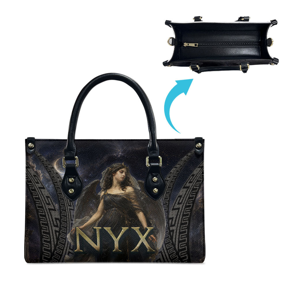 Greek Mythology Nyx Leather Bag Celestial Starry Night Classical Art Greek Key