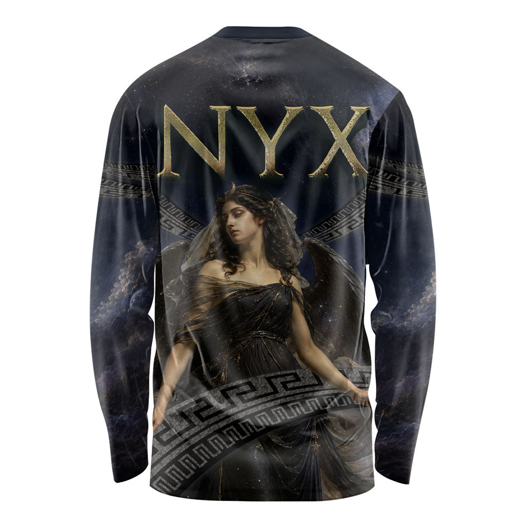 Greek Mythology Nyx Long Sleeve Shirt Celestial Starry Night Classical Art Greek Key