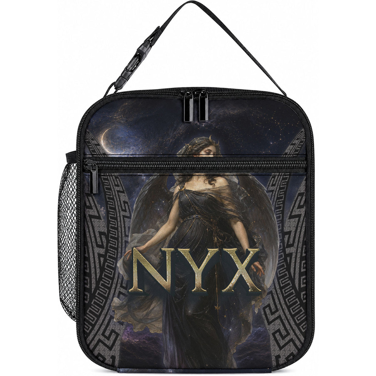 Greek Mythology Nyx Lunch Bag Celestial Starry Night Classical Art Greek Key