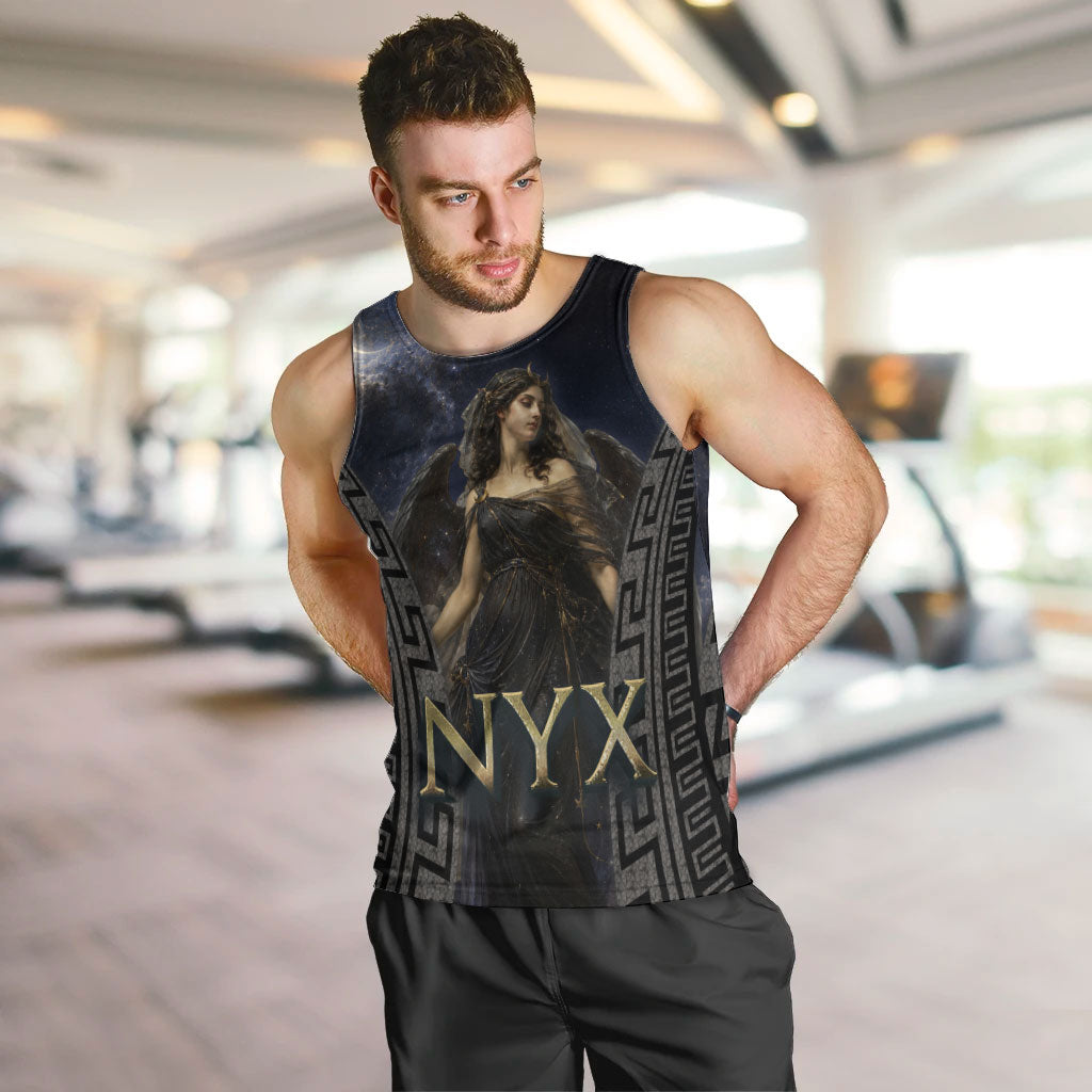 Greek Mythology Nyx Men Tank Top Celestial Starry Night Classical Art Greek Key
