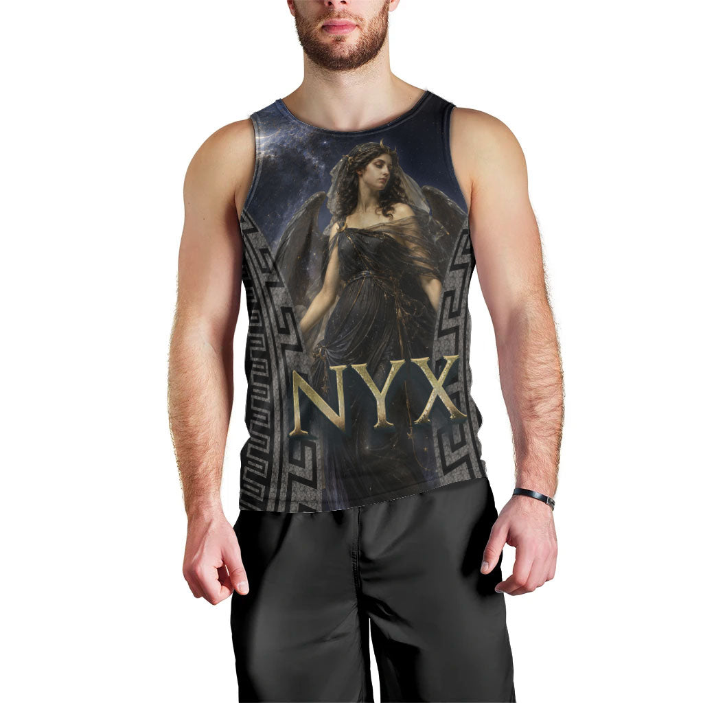 Greek Mythology Nyx Men Tank Top Celestial Starry Night Classical Art Greek Key