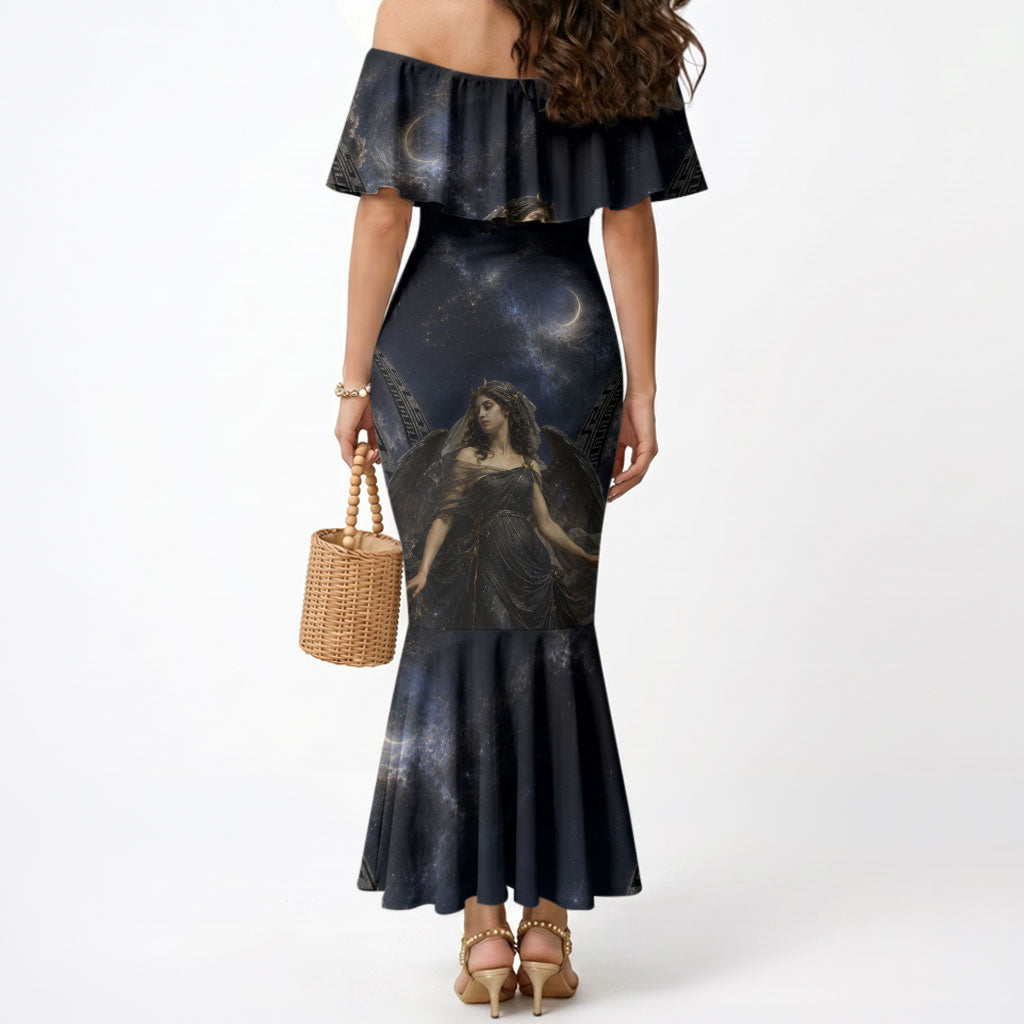Greek Mythology Nyx Mermaid Dress Celestial Starry Night Classical Art Greek Key