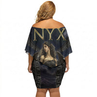 Greek Mythology Nyx Off Shoulder Short Dress Celestial Starry Night Classical Art Greek Key