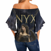 Greek Mythology Nyx Off Shoulder Wrap Waist Top Celestial Starry Night Classical Art Greek Key
